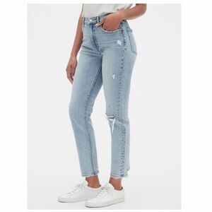 Gap Denim High Rise Distressed Cigarette Jeans with Secret Smoothing Pockets